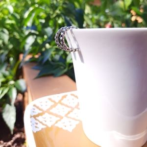 Chain Link Style Silver Hoop Stud Earrings